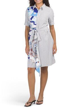 NANCY YANG Mixed Media Shirt Dress
